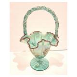 FENTON GLASS BASKET- APPROXIMATELY 11 INCHES TALL