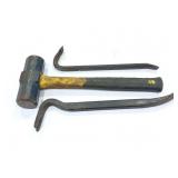 2- CROW BARS AND HEAVY HAMMER