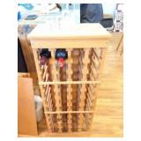 WOODEN WINE RACK AND CONTENTS OF TWO BOXES
