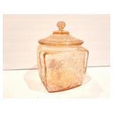 PINKNDEPRESSION GLASS - CANNISTER WITH LID