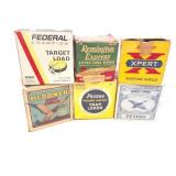 6 BOXES- VINTAGE SHOT GUN SHELLS- PARTIAL BOXES