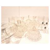 CRYSTAL AND CUT- PRESSED GLASS- STEM WARE- CAKE