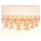 PINK DEPRESSION GLASS- STEMWARE- 16 GLASSES