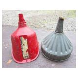HEAVY METAL FUNNEL AND RED PLASTIC FUNNEL