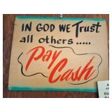 3 VINTAGE CARDBOARD SIGNS