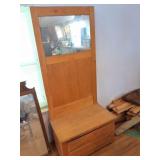 WOODEN - BENCH- WITH DRAWERS WITH TALL BACK WITH