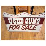 USED GUNS FOR SALE- WOODEN TWO SIDED SIGN-