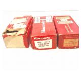 HORNADY- 338 AND 35 CALIBER - 3 BOXES BULLETS