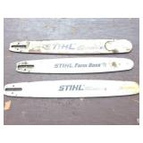 3- STIHL CHAINSAW BARS- 2 WITH LIGHT USE