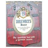 DREWRYS BEER- PLASTIC SIGN- ROUGH CONDITION-