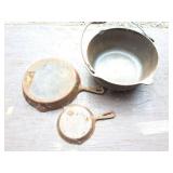 CAST IRON- 2 SLILLETS AND ONE POT WITH HANDLE