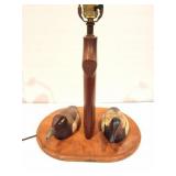 DUCK- GUN STOCK- HAND CARVED WOODEN LAMP BASE