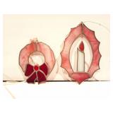 STAINED GLASS- WREATH AND CANDLE