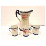 PITCHER AND 3 MATCHING CUPS