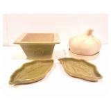 GARLIC ROASTER AND SERVER AND LEAF PLATES
