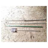 LONG SPEAR- 2 LONG HANDLE HOOKS- SMALL HEAD SPADE