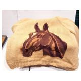 VINTAGE HAND MADE LINED HORSE SWEATER AND BOX OF