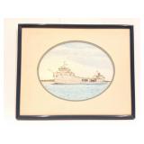 HURON CEMENT- WATER COLOR- FRAMED- NICE-