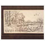 SIGNED AND FRAMED PRINT- VERY NICE- CABIN AND
