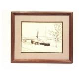 HURON LIGHT SHIP -  SIGNED AND NUMBERED- FRAMED