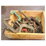 C CLAMPS- BOX LOT- CRATE AND CONTENTS