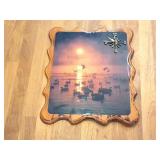 WOODEN PLAQUE CLOCK- WATERFOWL- APPROXIMATELY- 16