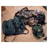 LARGE CAMO BACK PACK- AND THREE OTHER BAGS