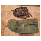 MILTARY DUFFLE BAG AND CAMO BACK PACK