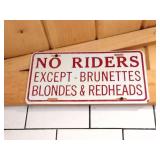 NO RIDERS EXCEPT- LICENSE PLATE