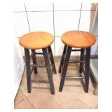 2 - WOODEN BAR STOOLS