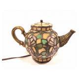 STAINED GLASS ELECTRIC TEA POT LAMP