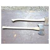 2- VINTAGE AXES- ONE SINGLE BLADE AND ONE DOUBLE