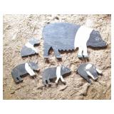 HAMPSHIRE PIG AND 4 PIGLETS- PLYWOOD CUTOUTS-
