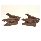 BRONZE - BIRD DOG BOOK ENDS- ONE HAS CRACKS