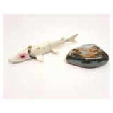 HAMD PAINTED STONE WITH DUCK ON IT AND VINTAGE