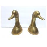 BRASS DUCK HEAD BOOK ENDS
