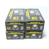 9MM MERICA AMMUNITION- 4 BOXES OF 50 ROUNDS EACH-