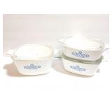 CORNING WARE- 3 CASSEROLE DISHES WITH LIDS