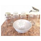 ALUMINUM STAR STRAINER AND 4 LARGE GLASS