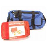 ULINE NEW TOOL BAG AND AUTO EMERGENCY KIT