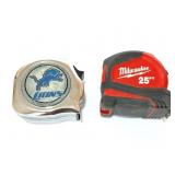 MILWAUKEE 25 FT TAPE MEASURE AND DETROIT LIONS