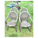 4 PLASTIC OUTDOOR CHAIRS