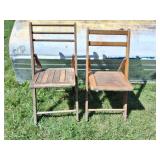 2- VINTAGE FOLDING WOODEN CHAIRS