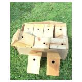 9 WOODEN BIRD HOUSES