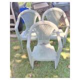 3- PLASTIC OUTDOOR CHAIRS
