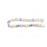 LADIES BRACELET 14K WHITE GOLD- MULTI COLOR