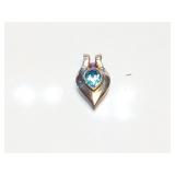 PENDANT, STERLING SILVER, AMETHYST, BLUE TOPAZ,