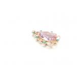 PENDANT 14K GOLD, EMERALD DIAMOND, KUNZITE 13G