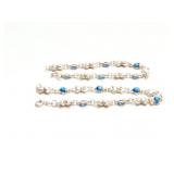 BRACLET, STERLING SILVER, W/ BLUESTONE, 2PC, 11G