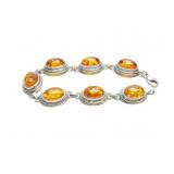 BRACELET, STERLING SILVER, AMBER, 25G